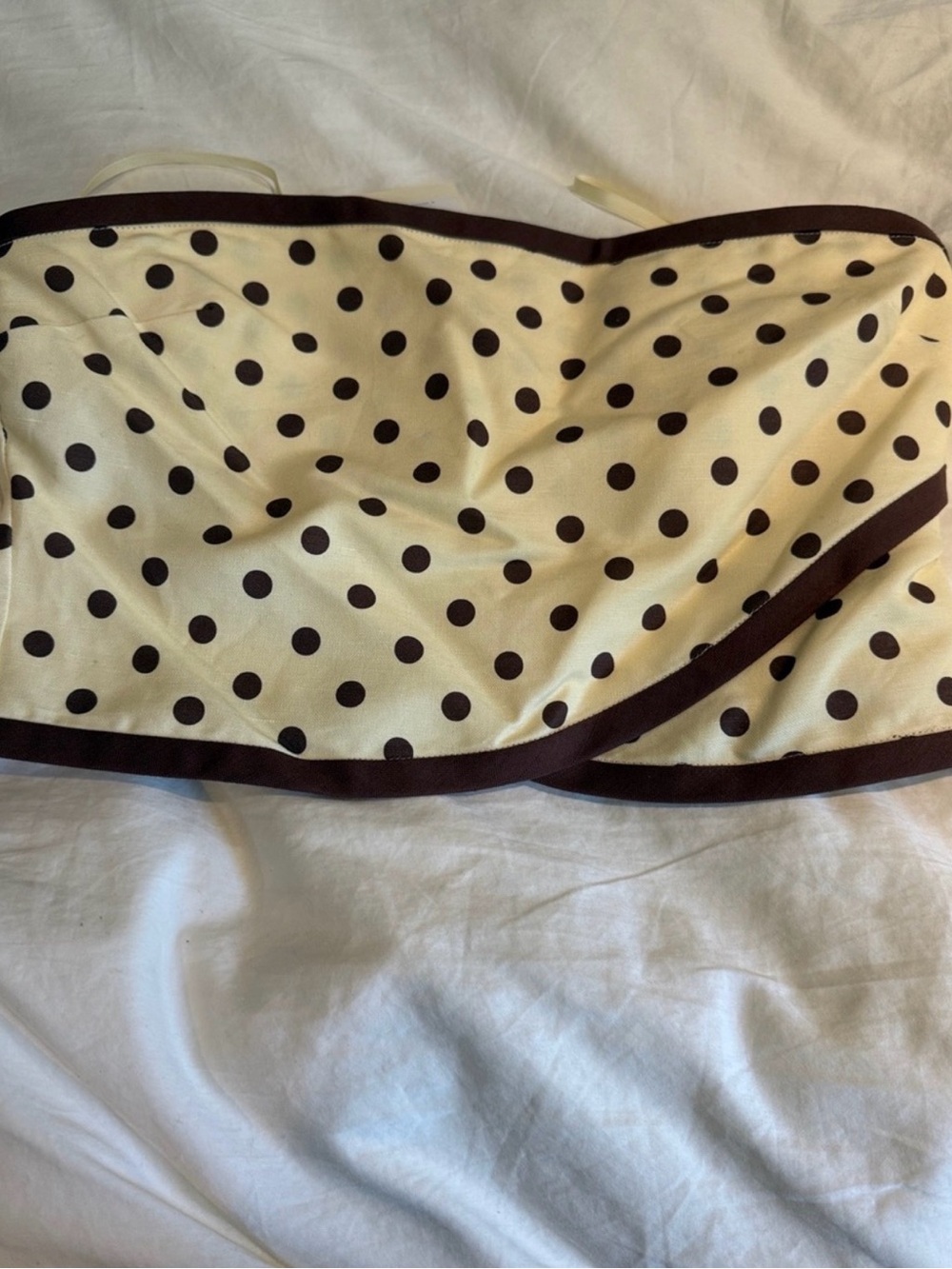 Posse Pale Yellow Polka Dot Pencil Skirt with Brown Trim with matching top - Picture 4 of 5